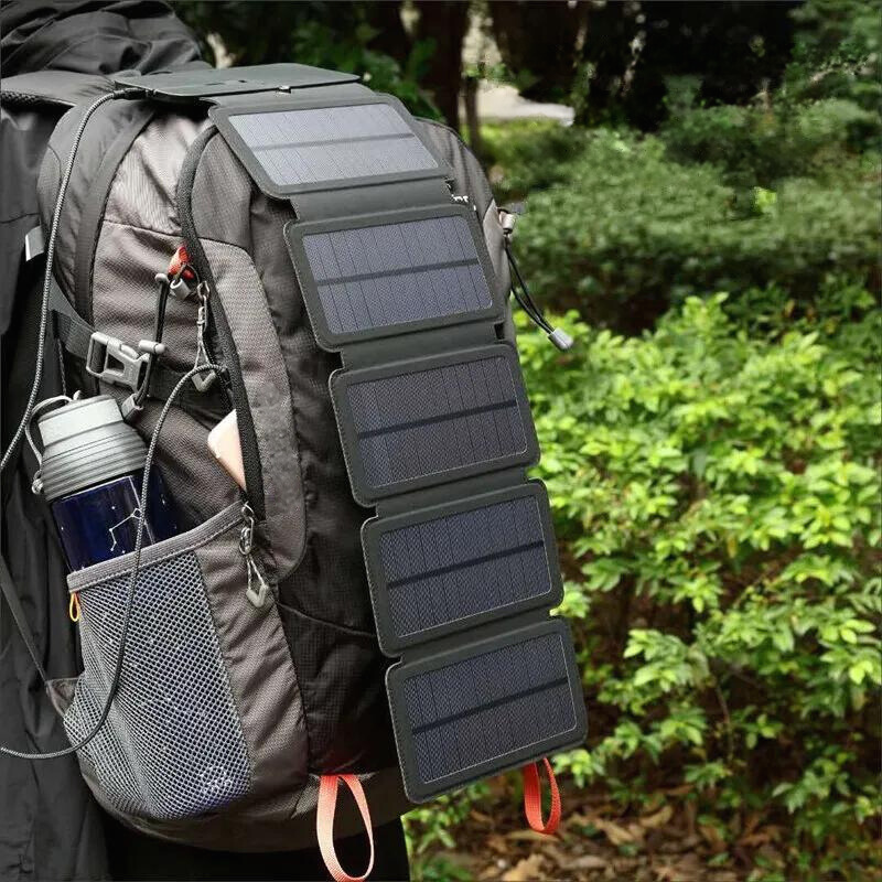 Solar Panel Portable Camping charging devices outdoors, showcasing lightweight design and high power output.