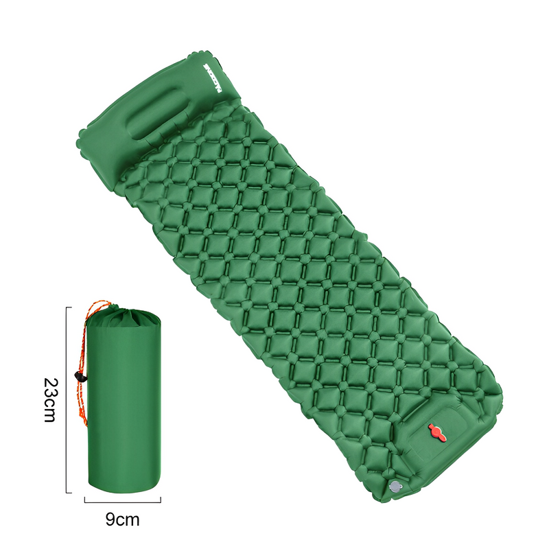 This inflatable air mattress is lightweight and compact at just 600g, it's perfect for camping, hiking, and beach trips. Made from durable nylon, this all-weather air mattress includes a built-in pump and pillow for hassle-free outdoor relaxation.